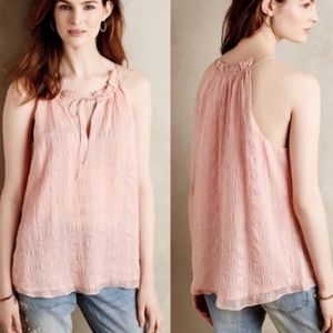 ANTHRO HD in Paris Pink Silk Shadowpane Halter Blouse 12